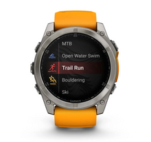 Load image into Gallery viewer, Titanium with Spark Orange/Graphite Silicone Band